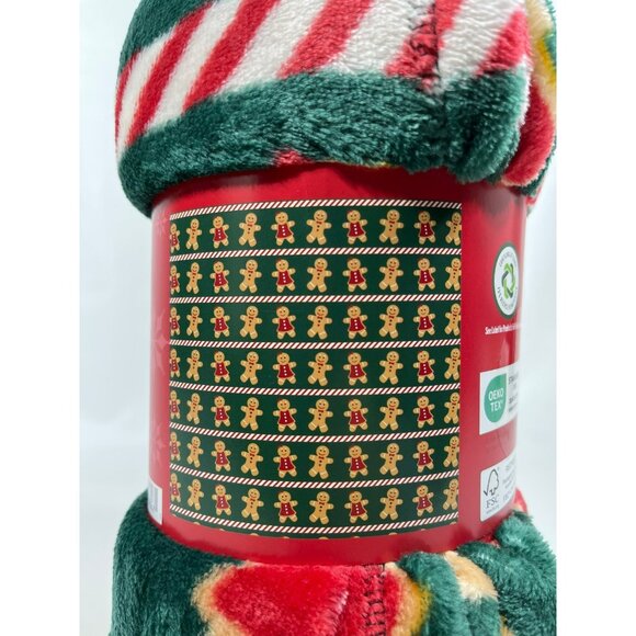 Holiday Time Gingerbread Velvet Christmas Plush Throw Blanket 50" x 60" - Picture 5 of 9